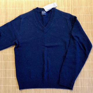 イオン(AEON)の新品メンズVセーター　ネイビー紺色　Sサイズ　Vネック　濃青(ニット/セーター)