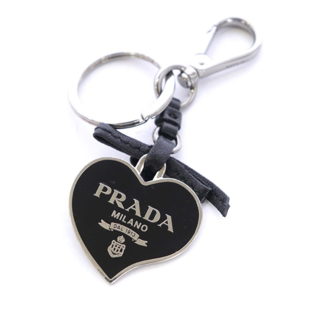 プラダ PRADA キーホルダー チャーム ハート ロゴ 黒 ブラック プラダ PRADA キーホルダー チャーム ハート ロゴ 黒 ブラック