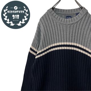 ギャップ(GAP)の【GAP】90s オールドギャップ クルーネック ニットセーター バイカラー(ニット/セーター)