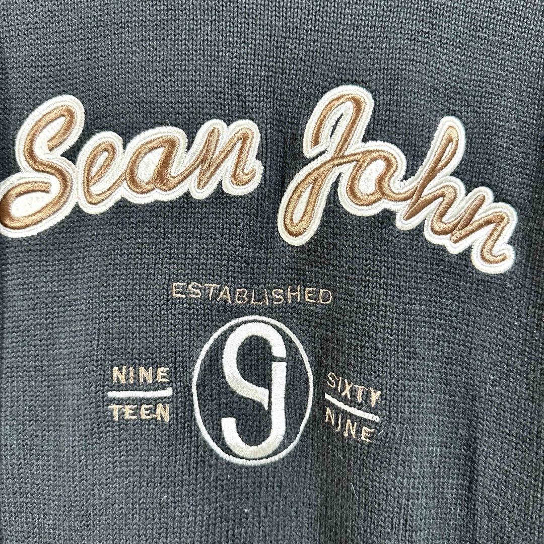Sean John(ショーンジョン)の希少 古着 "Sean John" フロント ロゴ 刺繍 ラグラン セーター メンズのトップス(ニット/セーター)の商品写真