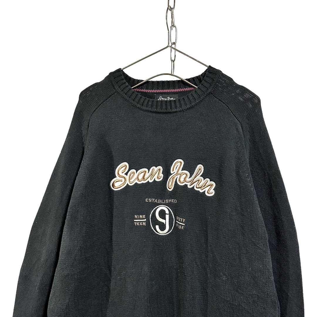 Sean John(ショーンジョン)の希少 古着 "Sean John" フロント ロゴ 刺繍 ラグラン セーター メンズのトップス(ニット/セーター)の商品写真