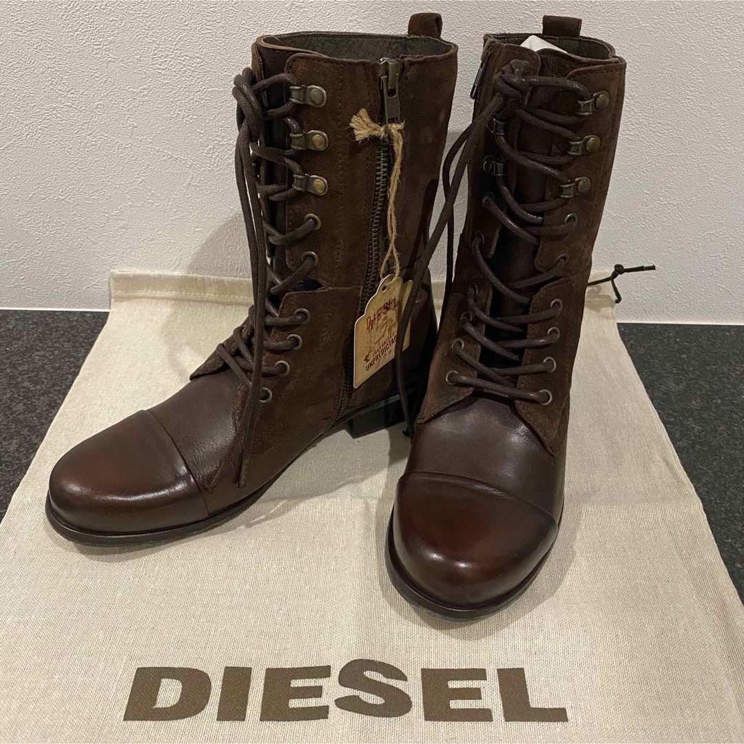 DIESEL ディーゼル★レースアップブーツ/ミドル丈/ブラウン/37/未着用品 | フリマアプリ ラクマ