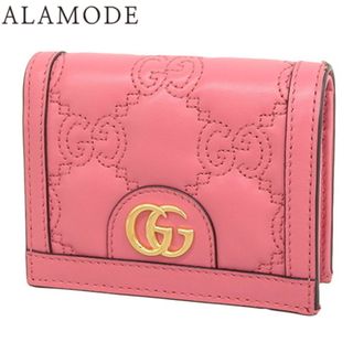 グッチ(Gucci)のGUCCI(グッチ) GGマトラッセ カードケース ウォレット コンパクト財布 二つ折り 2つ折り 小物 GG キルティングレザー ピンク桃 ゴールド金具 723786 レディース 40802075262【中古】【アラモード】(財布)