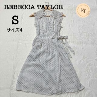 レベッカテイラー(Rebecca Taylor)のレベッカテイラー　巻きスカート風　ワンピース　シフォン　ドット　シルク　S(ひざ丈ワンピース)