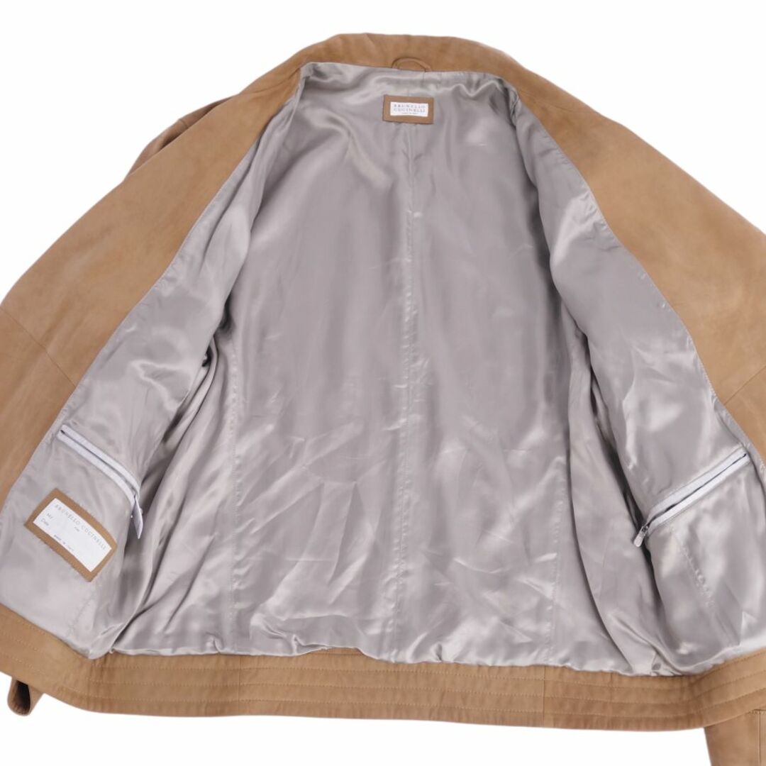 極美品 ブルネロクチネリ BRUNELLO CUCINELLI ジャケット レザージャケット ヌバックレザー ジップアップ アウター メンズ  イタリア製 M ブラウン