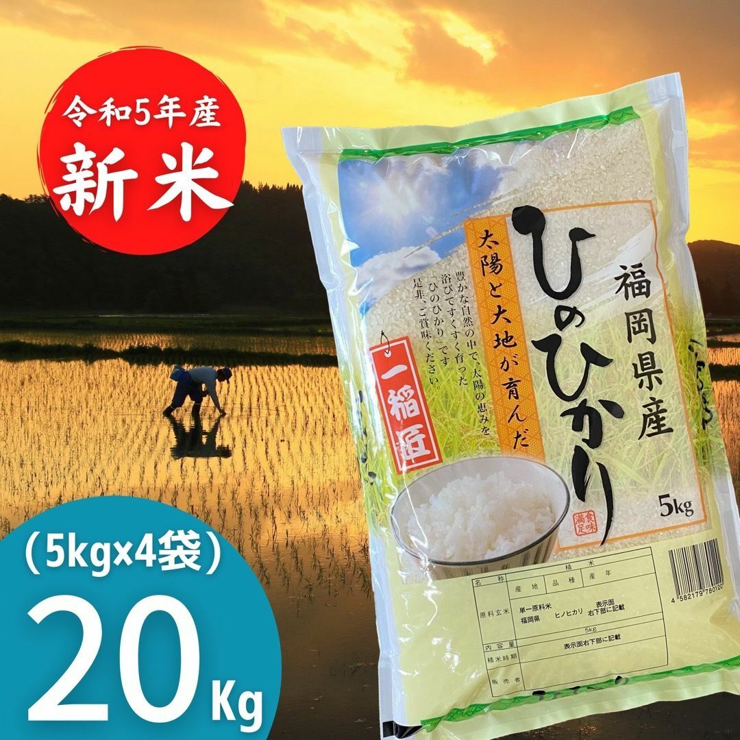 ひのひかり20kg《令和5年新米》厳選米 福岡県産 お米 安い 白米 美味しい米粉