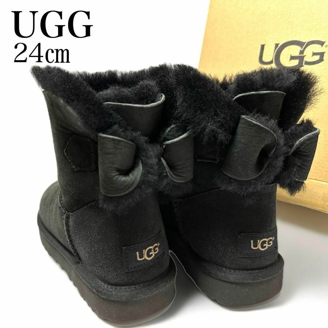 新品未使用【UGG】リボンシープスキンブーツ22.0㎝キュート - ブーツ