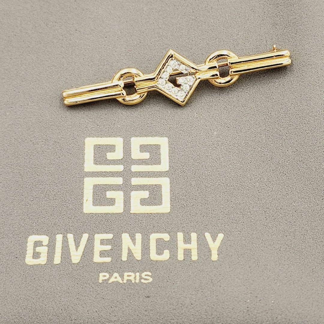 美品 ★GIVENCHY★ ブローチ ひし形 Gロゴ ラインストーン ゴールドMercatoPecora小物