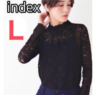 インデックス(INDEX)のindex 洗濯機洗いOKハイネック花柄レーストップス★インナー付き(シャツ/ブラウス(長袖/七分))