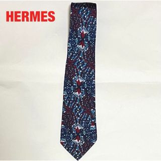 エルメス(Hermes)の【高級】HERMES　エルメス　総柄ネクタイ　個性的　フランス製　ロゴデザイン(ネクタイ)