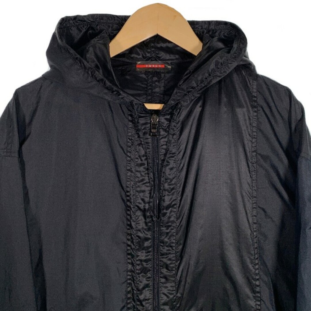 PRADA(プラダ)のPRADA SPORT プラダスポーツ ナイロン フーデッドジャケット ブラック 薄手 SGA549 Size M メンズのジャケット/アウター(ナイロンジャケット)の商品写真