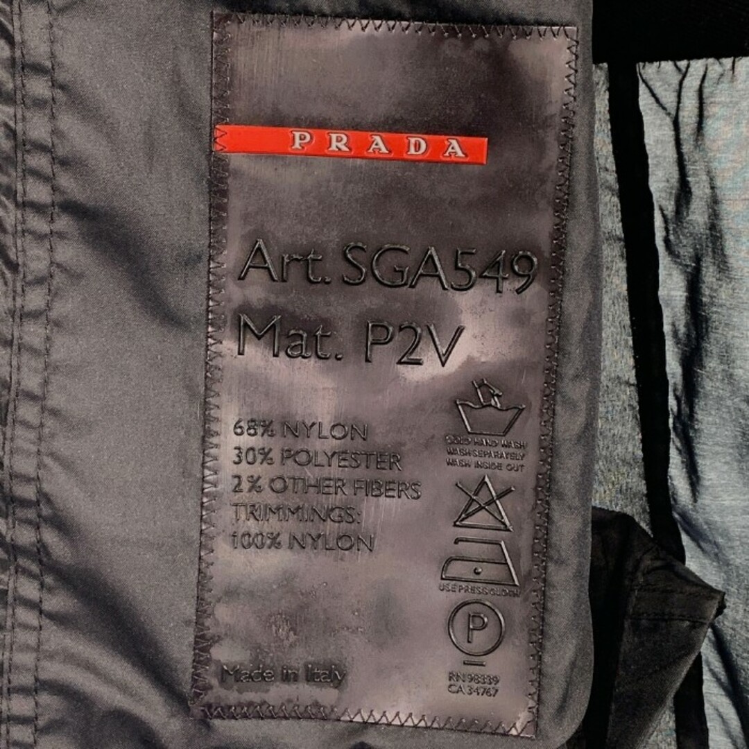 PRADA(プラダ)のPRADA SPORT プラダスポーツ ナイロン フーデッドジャケット ブラック 薄手 SGA549 Size M メンズのジャケット/アウター(ナイロンジャケット)の商品写真