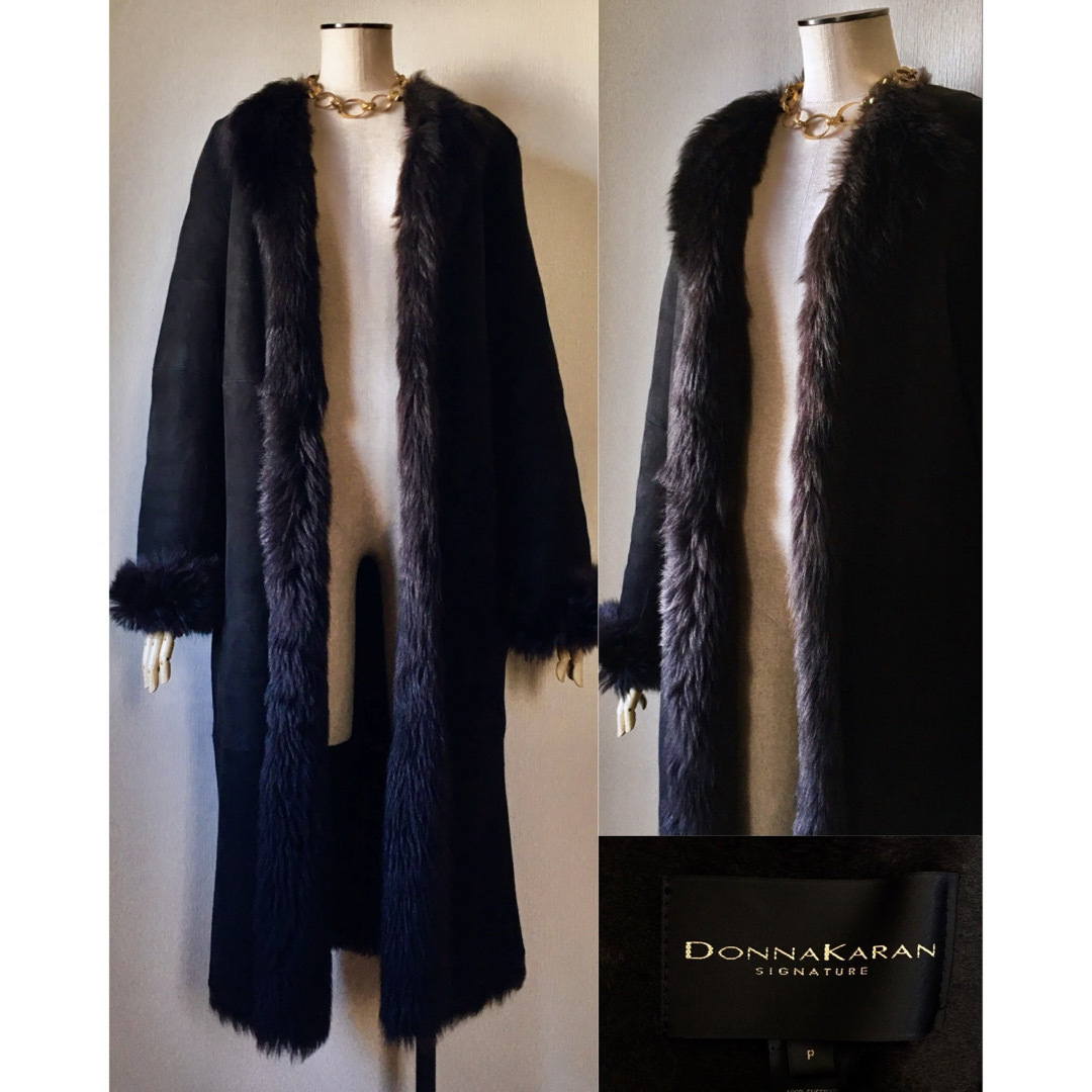 DONNA KARAN SIGNATURE SHEEPSKIN COAT ファースエード