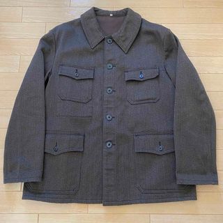 1940s フランス ブラックリネン マキニョンコート フェード 美品 1940s フランス ブラックリネン マキニョンコート フェード 美品