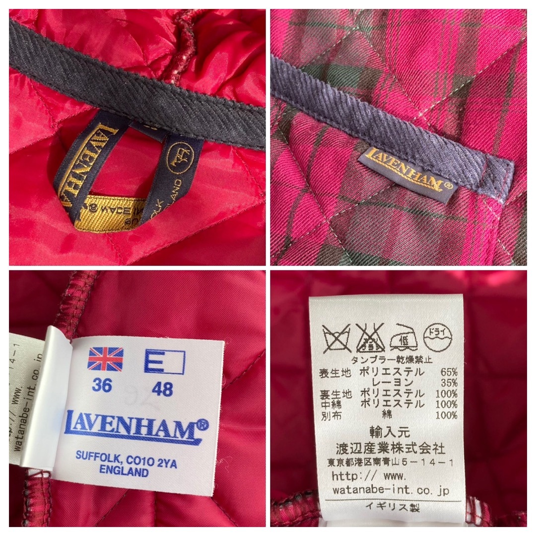LAVENHAM(ラベンハム)のLALENHAM キルティング ダウンジャケット チェック フード レディースのジャケット/アウター(ダウンジャケット)の商品写真