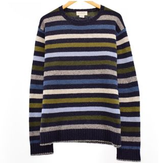 ジェイクルー(J.Crew)の古着 90年代 ジェイクルー J.Crew ボーダー柄 ラムウール混ニットセーター メンズL ヴィンテージ /eaa379494(ニット/セーター)