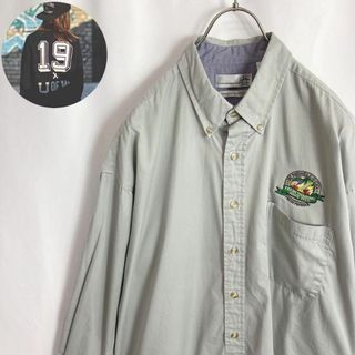 マンシングウェア(Munsingwear)のUS古着 長袖シャツ 刺繍 企業ロゴ 野菜 チャコールグレーゆるだぼXLかわいい(シャツ)