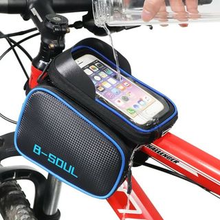 ■赤■防水自転車スマホバッグ■ポーチ3つ■バイク■ フロントバッグ■スマホホルダ(バッグ)