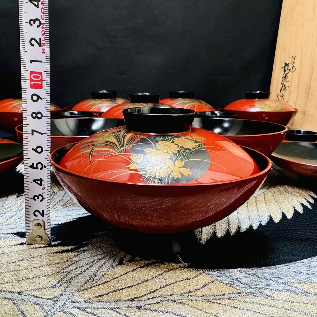 ①輪島塗 黒漆 木製蓋付きお椀 2客昭和レトロ 【半額】 - 食器 ①輪島塗 黒漆 木製蓋付きお椀 2客昭和レトロ 【半額】 - 食器