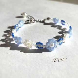 《受注制作》雪の華❄️ビーズブレスレット/普段使い/大人のビーズアクセサリー(ブレスレット/バングル)