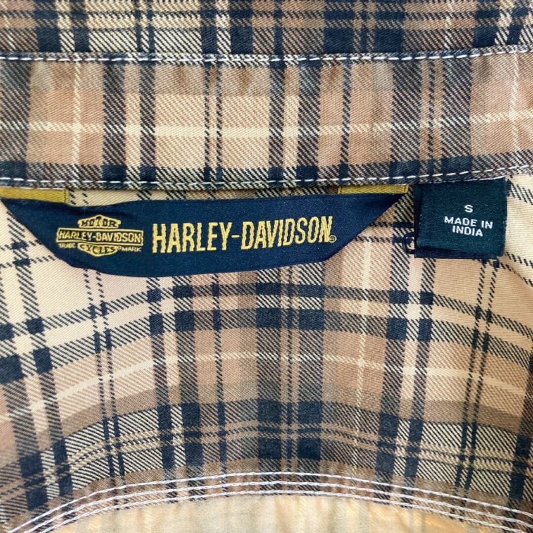 Harley Davidson(ハーレーダビッドソン)の★HARLEY-DAVIDSON ハーレーダビッドソン PATCH PRINTED PLAID SHIRT パッチ 刺繍 チェック 長袖 シャツ 96263-18VM イエロー sizeS メンズのトップス(シャツ)の商品写真