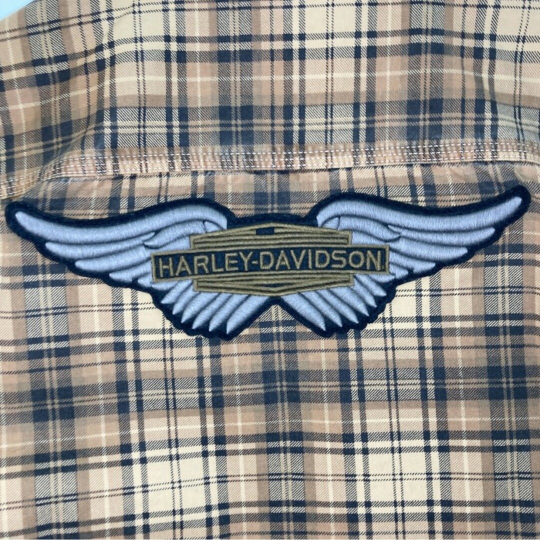 Harley Davidson(ハーレーダビッドソン)の★HARLEY-DAVIDSON ハーレーダビッドソン PATCH PRINTED PLAID SHIRT パッチ 刺繍 チェック 長袖 シャツ 96263-18VM イエロー sizeS メンズのトップス(シャツ)の商品写真