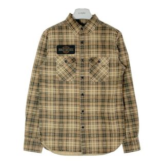 ハーレーダビッドソン(Harley Davidson)の★HARLEY-DAVIDSON ハーレーダビッドソン PATCH PRINTED PLAID SHIRT パッチ 刺繍 チェック 長袖 シャツ 96263-18VM イエロー sizeS(シャツ)