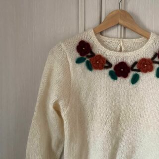 79 花柄 フラワー ブラウス シャツ トップス ニット セーター 刺繍(ニット/セーター)