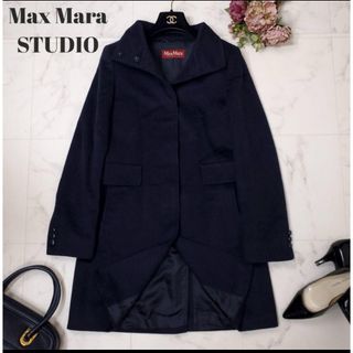 マックスマーラ(Max Mara)の極美品✨マックスマーラストゥディオ AGNESE ロングコート ダークネイビー(ロングコート)