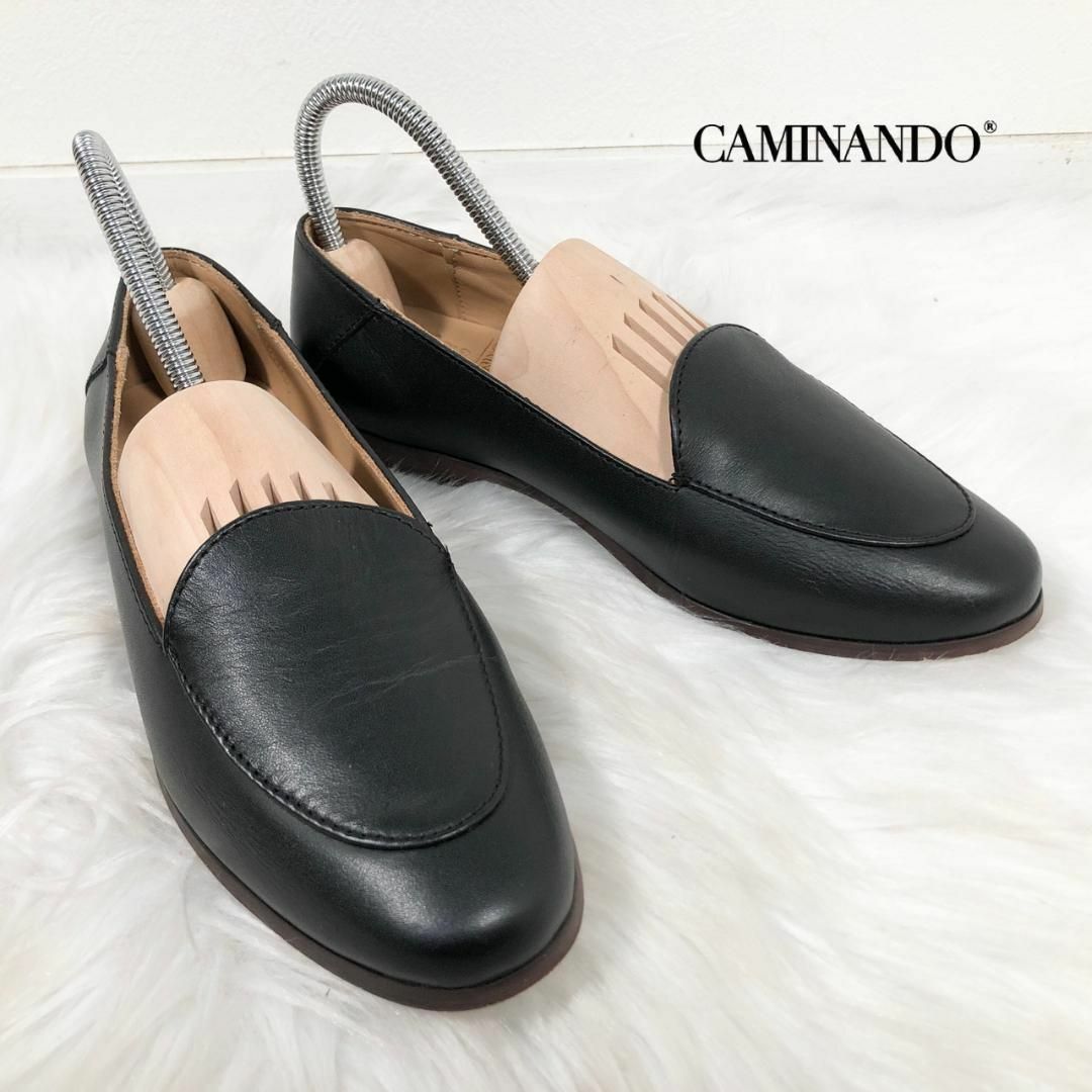 CAMINANDO(カミナンド)のCAMINANDO カミナンド レザー ローファー スリッポン ブラック レディースの靴/シューズ(ローファー/革靴)の商品写真