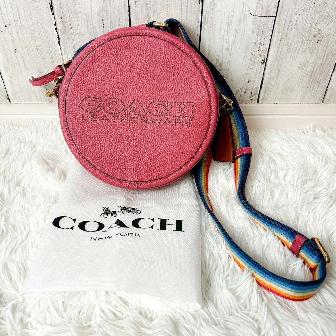 A249【美品】COACH コーチ　ショルダーバッグ　レザー　ピンク　C3427