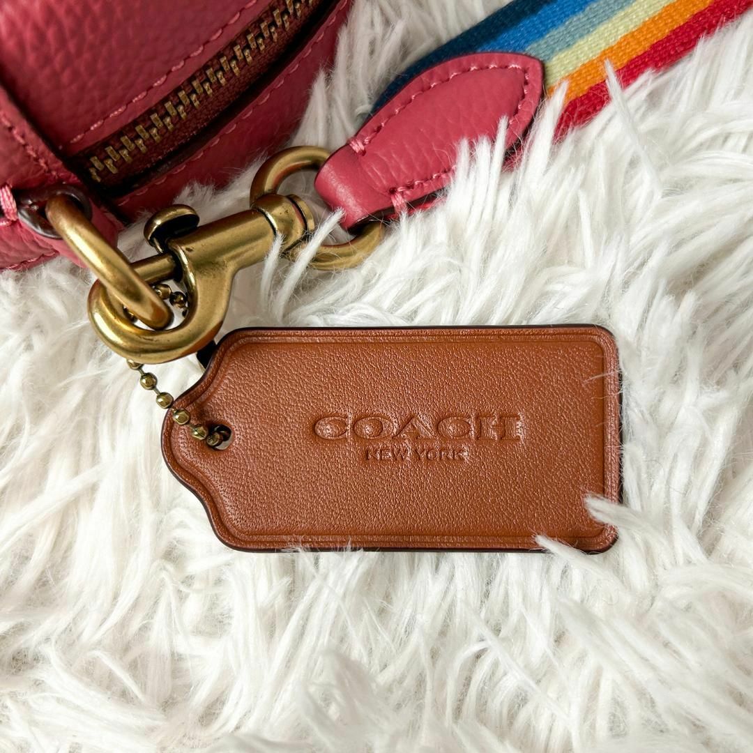 【美品】COACH コーチ　ショルダーバッグ　レザー　ピンク　C3427