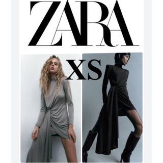 ザラ(ZARA)の本日支払い限定⁉️ZARA ザラ 新品 黒 ワンピース 長袖 ミニ 膝上 (ひざ丈ワンピース)