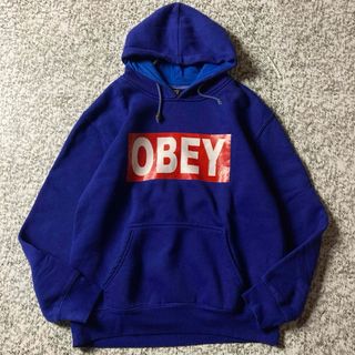 オベイ(OBEY)の【グッドレギュラー】オベイ　ビッグロゴ　プリントスウェットパーカー　茄子紺(パーカー)