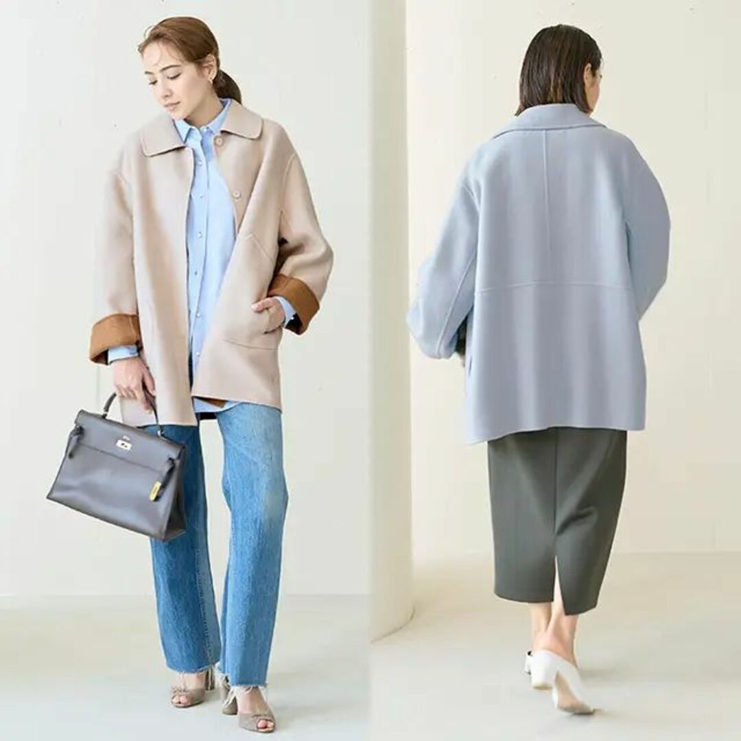 DoCLASSE - 新品　カシミヤ混ウールリバー・コート　ストーン　Doclasse