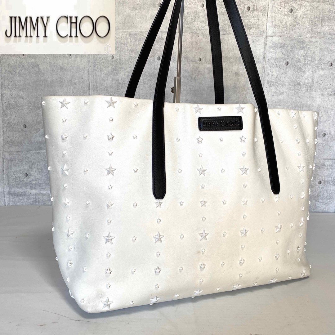 JIMMY CHOO(ジミーチュウ)の【JIMMY CHOO】PIMLICO ホワイト スタースタッズ トートバッグ レディースのバッグ(トートバッグ)の商品写真