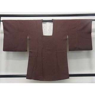 平和屋1■道行コート　切嵌亀甲地紋　赤褐色色　逸品　dy7111(着物)