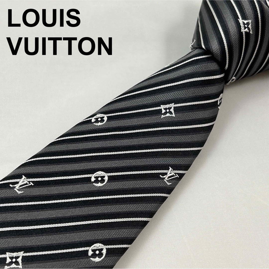 LOUIS VUITTON(ルイヴィトン)の美品　LOUIS VUITTON  モノグラム　ストライプ　クリーニング済み メンズのファッション小物(ネクタイ)の商品写真