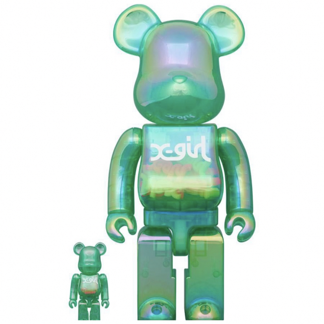 BE@RBRICK X-girl CLEAR GREEN 100% & 400％ エンタメ/ホビーのフィギュア(その他)の商品写真