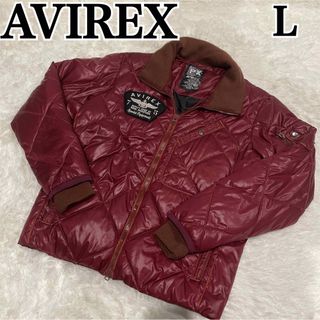 アヴィレックス(AVIREX)の美品 AVIREX 中綿 ジャケット ワッペン ワインレッド キルティング(ナイロンジャケット)