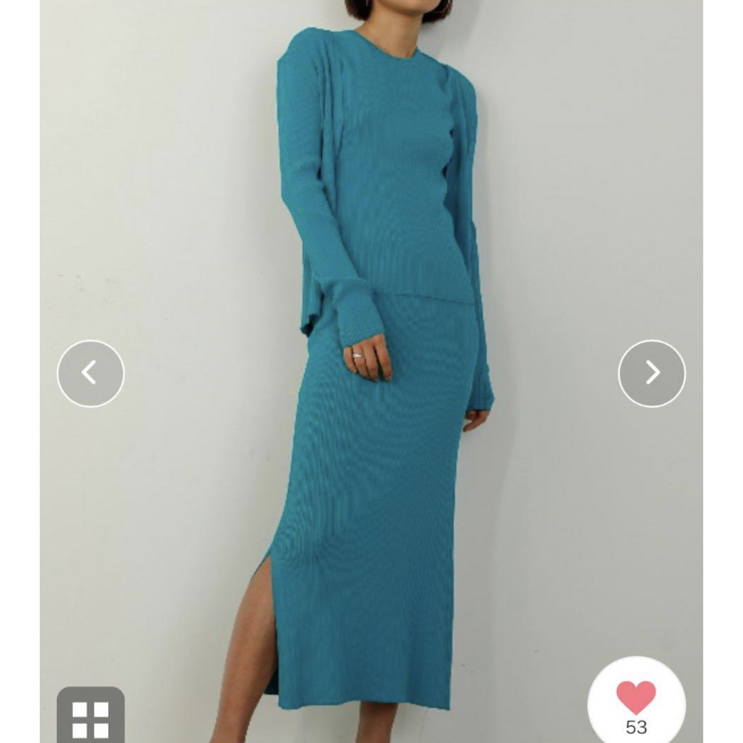 LE CIEL BLEU(ルシェルブルー)のle ciel blue Random Rib Knit Skirt ターコイズ レディースのスカート(ロングスカート)の商品写真