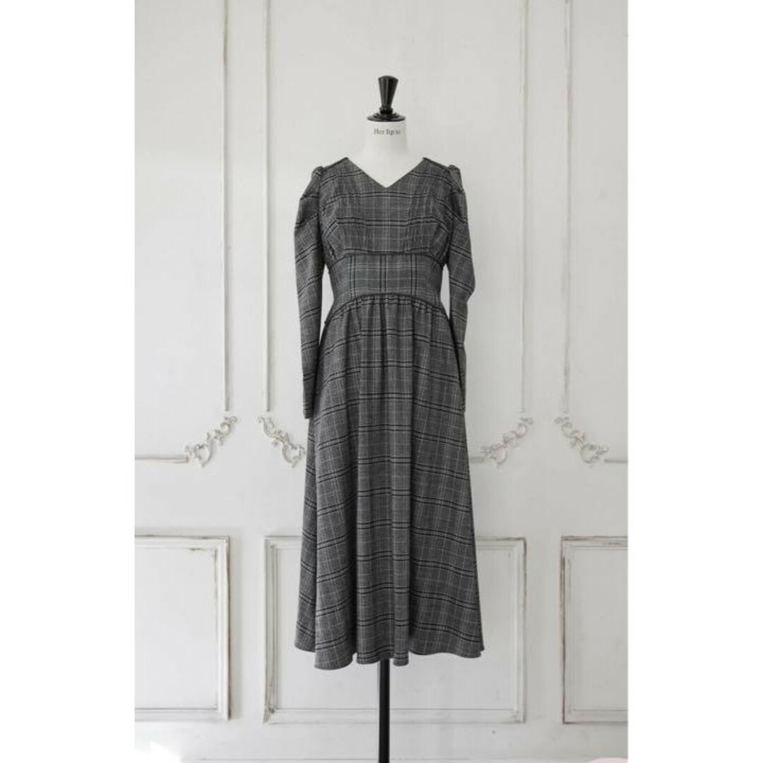 Her lip to Galliera Plaid Long Dress