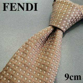 フェンディ(FENDI)のフェンディ　ハイブランドネクタイ　ズッカ柄　総柄　茶　メンズ　イタリア製(ネクタイ)