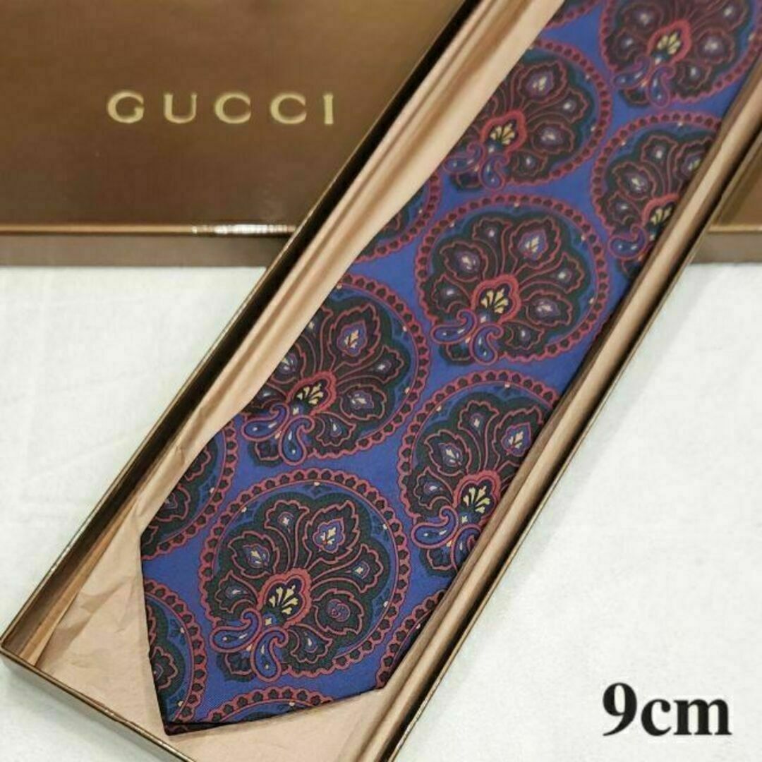 Gucci(グッチ)の【GUCCI】ハイブランドネクタイ★草・ペイズリー★青紫　赤★メンズ メンズのファッション小物(ネクタイ)の商品写真