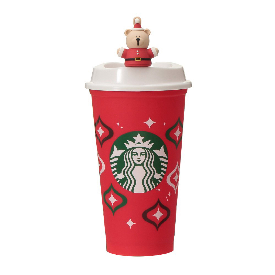 Starbucks Coffee(スターバックスコーヒー)のホリデー2023リユーザブルカップ専用ドリンクホールキャップベアリスタサンタ2個 インテリア/住まい/日用品のキッチン/食器(タンブラー)の商品写真