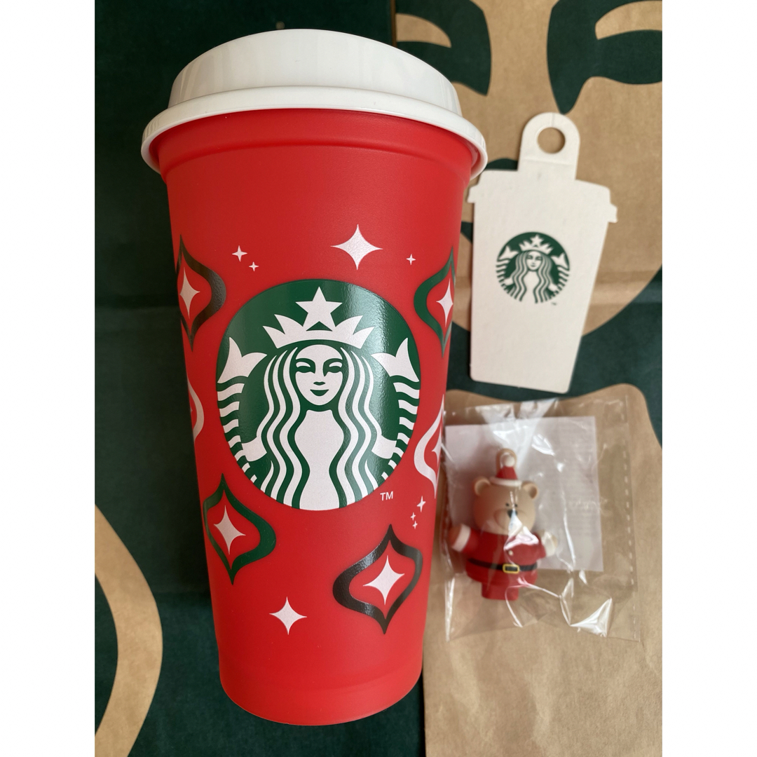 Starbucks Coffee(スターバックスコーヒー)のホリデー2023リユーザブルカップ専用ドリンクホールキャップベアリスタサンタ2個 インテリア/住まい/日用品のキッチン/食器(タンブラー)の商品写真