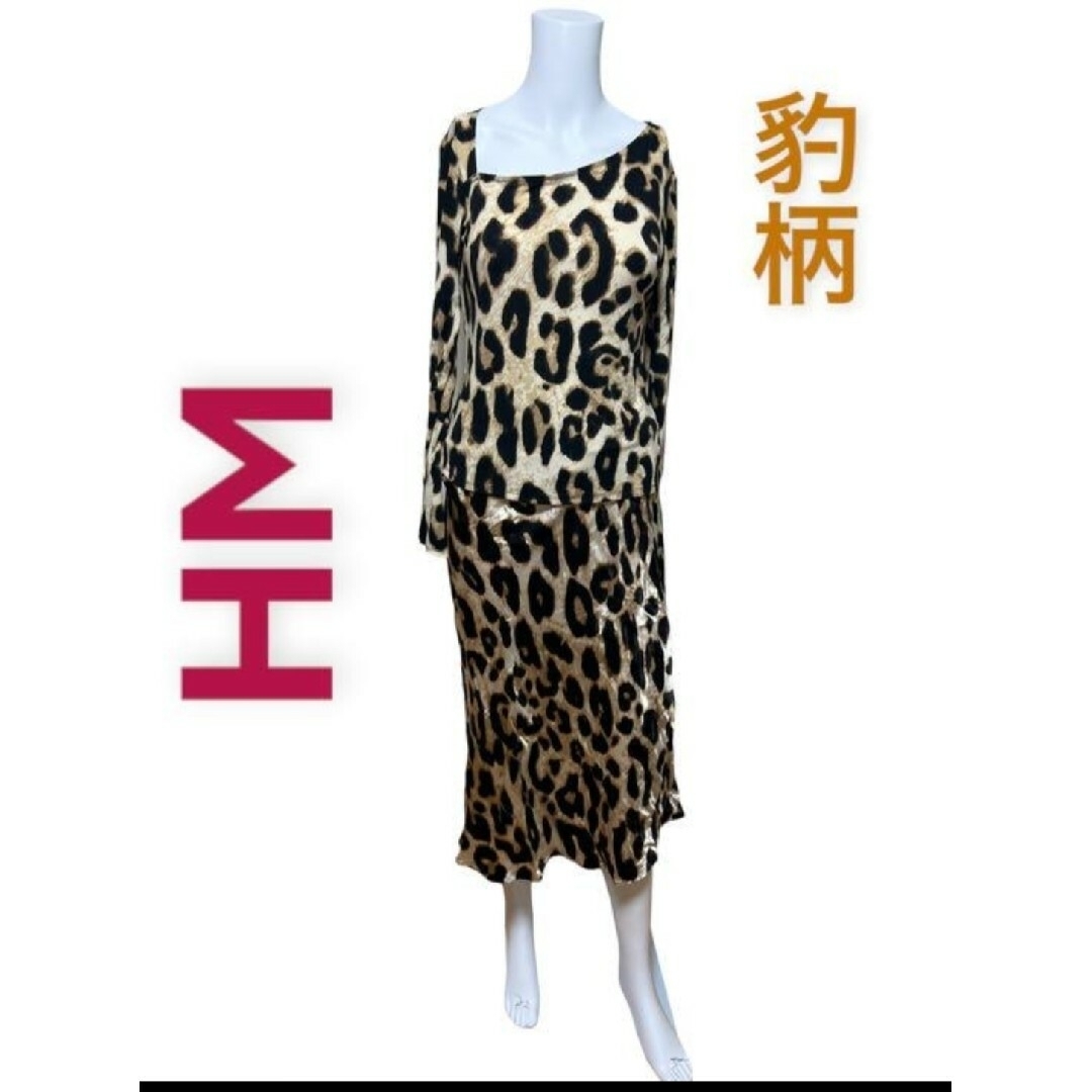 H&M(エイチアンドエム)のH&M　ヒョウ柄プリント　ドレス/ドレスアップ　上下セット レディースのレディース その他(セット/コーデ)の商品写真