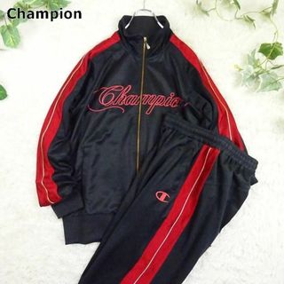 チャンピオン(Champion)のチャンピオン　ビッグロゴ　トラックジャケット　セットアップ　L　ブラック　レッド(ジャージ)