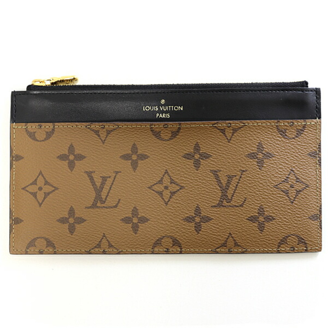 LOUIS VUITTON(ルイヴィトン)のルイ ヴィトン LOUIS VUITTON スリムパース 長財布 モノグラム リバース キャンバス M80390 ライトブラウン ブラック【中古】Aランク メンズのファッション小物(折り財布)の商品写真