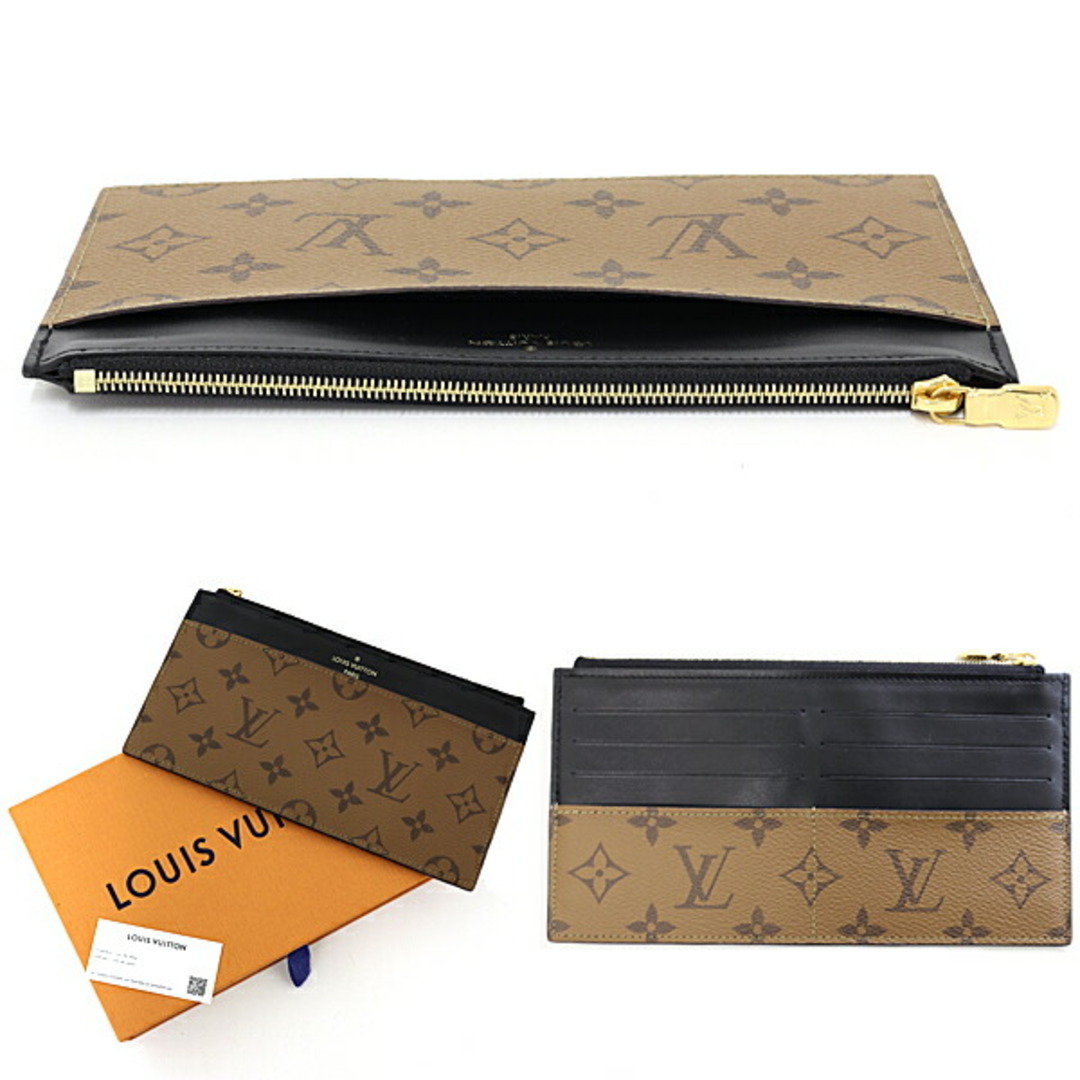 LOUIS VUITTON(ルイヴィトン)のルイ ヴィトン LOUIS VUITTON スリムパース 長財布 モノグラム リバース キャンバス M80390 ライトブラウン ブラック【中古】Aランク メンズのファッション小物(折り財布)の商品写真